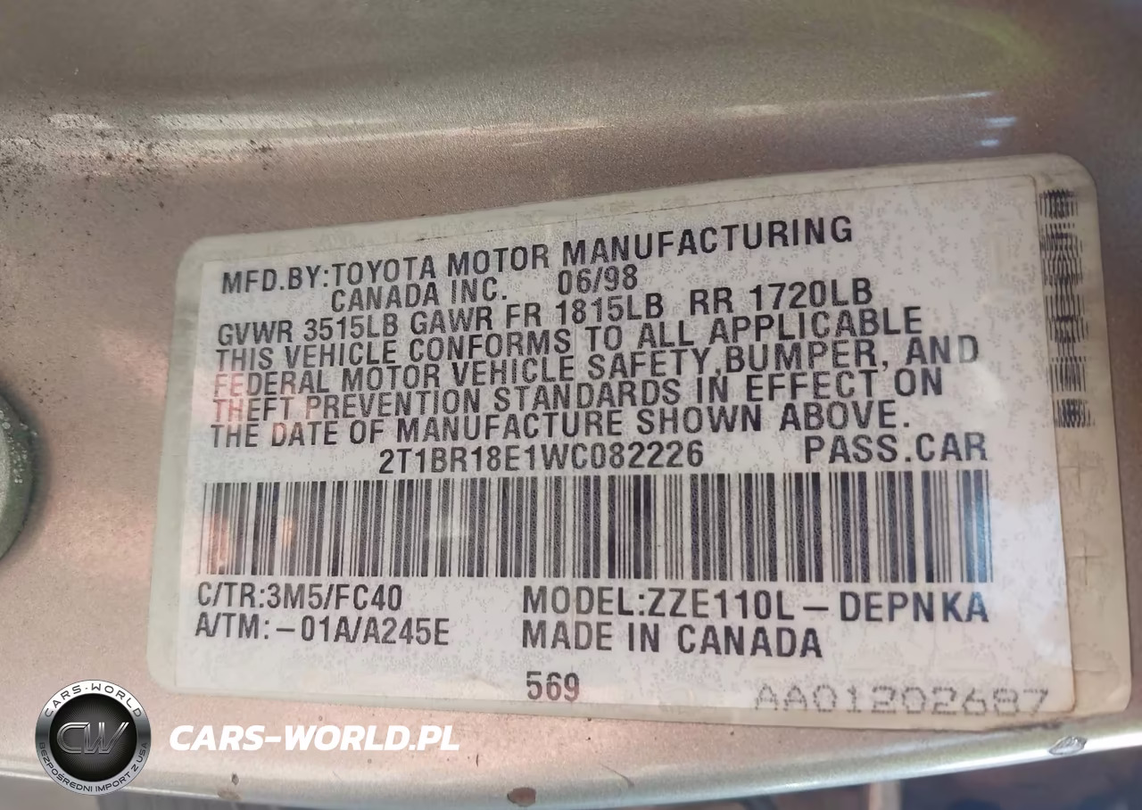 1998 Toyota Corolla Ve-Ce-Le VIN:2T1BR18E1WC082226 - 9