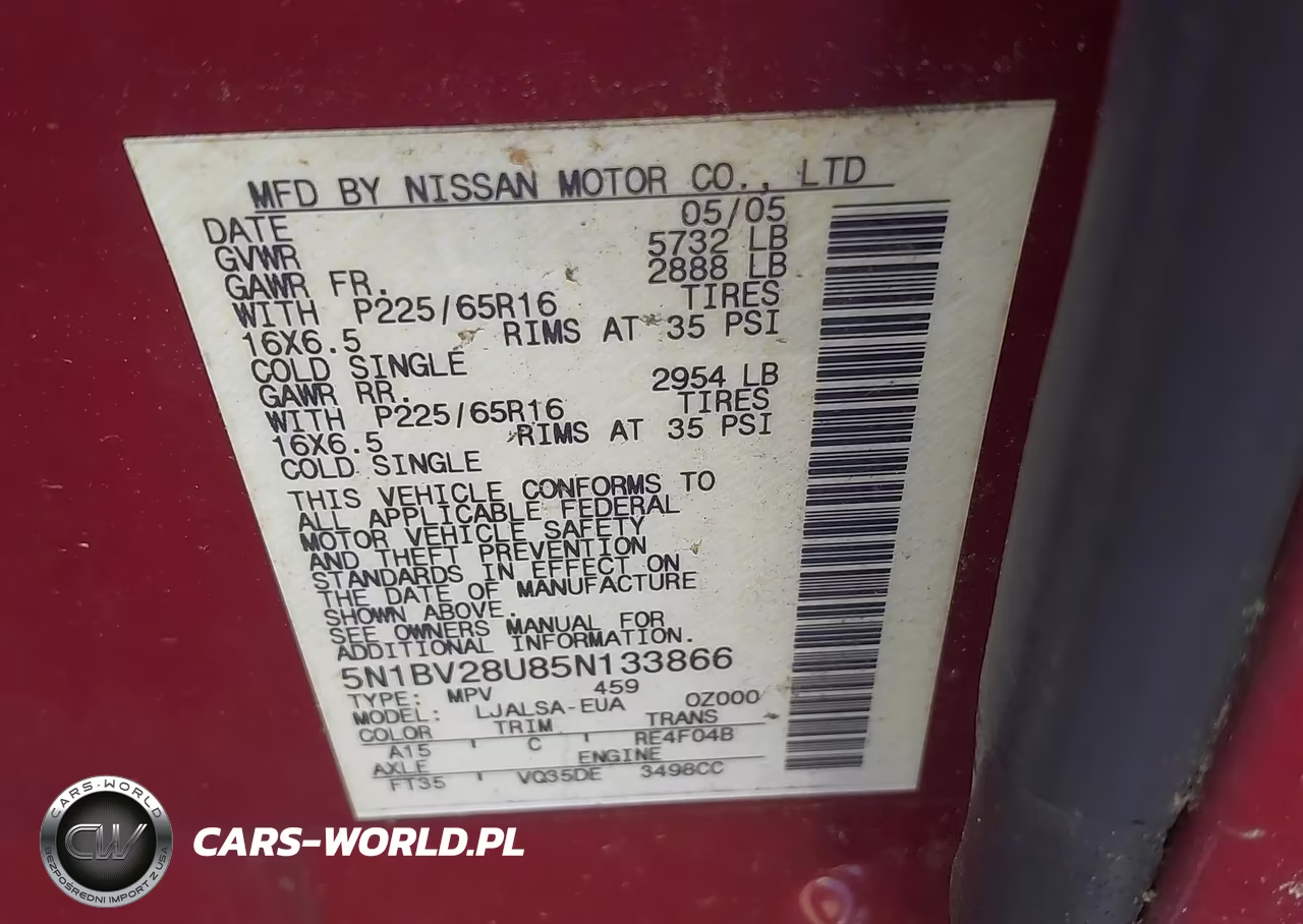2005 Nissan Quest 3.5 VIN:5N1BV28U85N133866 - 9