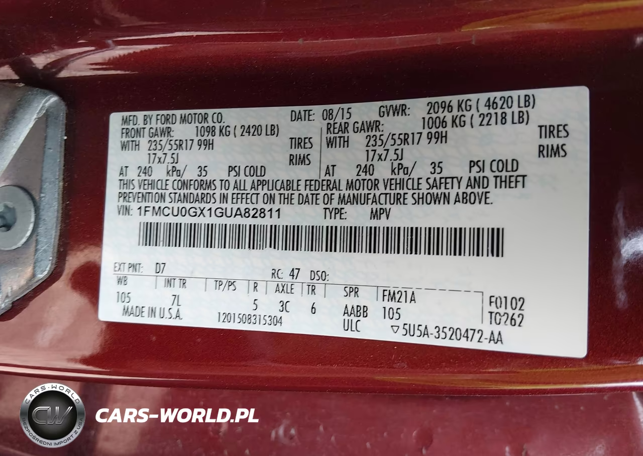 2016 Ford Escape Se VIN:1FMCU0GX1GUA82811 - 9