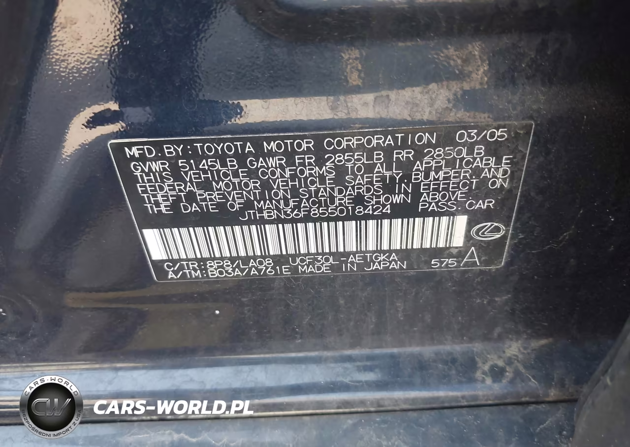 2005 Lexus Ls 430 VIN:JTHBN36F855018424 - 9