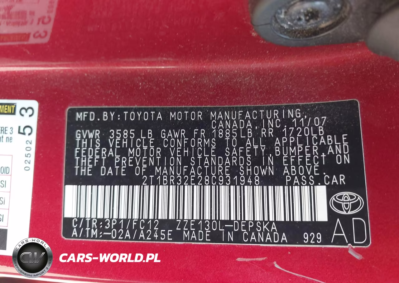 2008 Toyota Corolla S VIN:2T1BR32E28C931948 - 9
