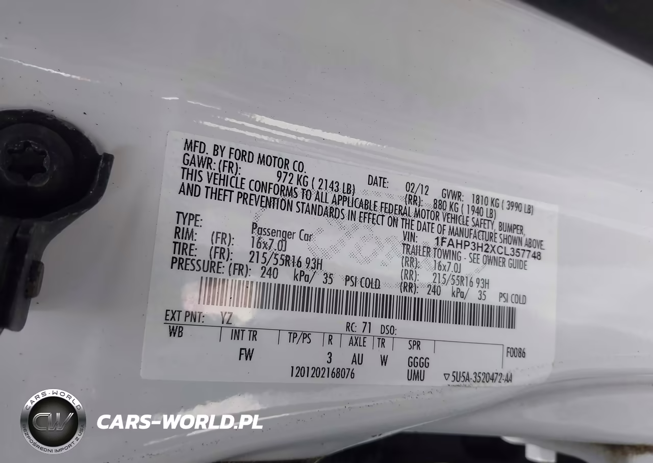 2012 Ford Focus Sel VIN:1FAHP3H2XCL357748 - 9