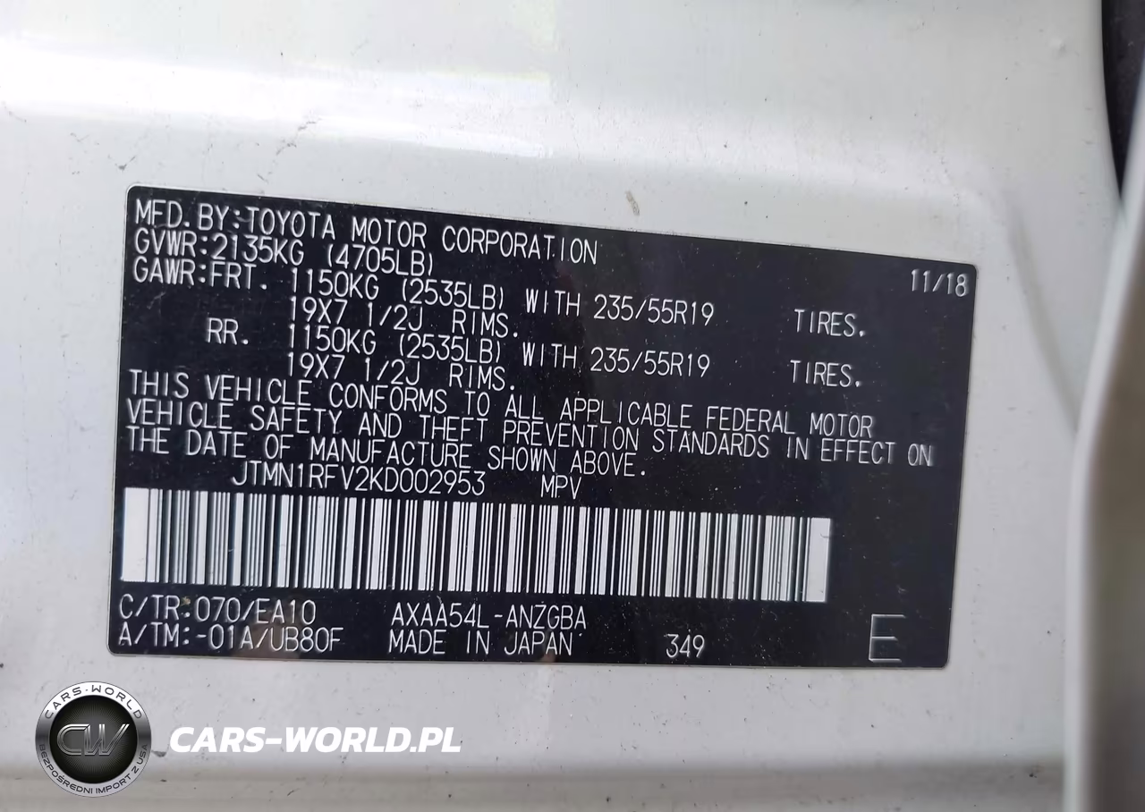 2019 Toyota Rav4 Limited VIN:JTMN1RFV2KD002953 - 9