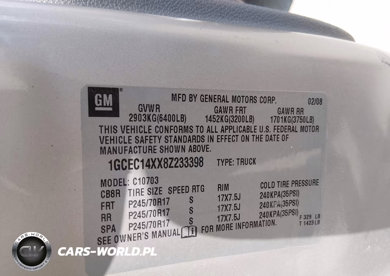 2008 Chevrolet Silverado 1500 Work Truck VIN:1GCEC14XX8Z233398 - 9