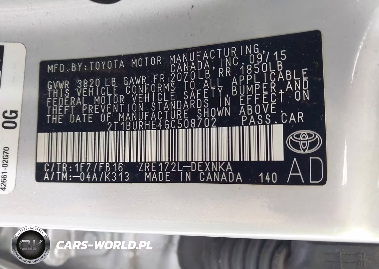 2016 Toyota Corolla Le VIN:2T1BURHE4GC508702 - 9