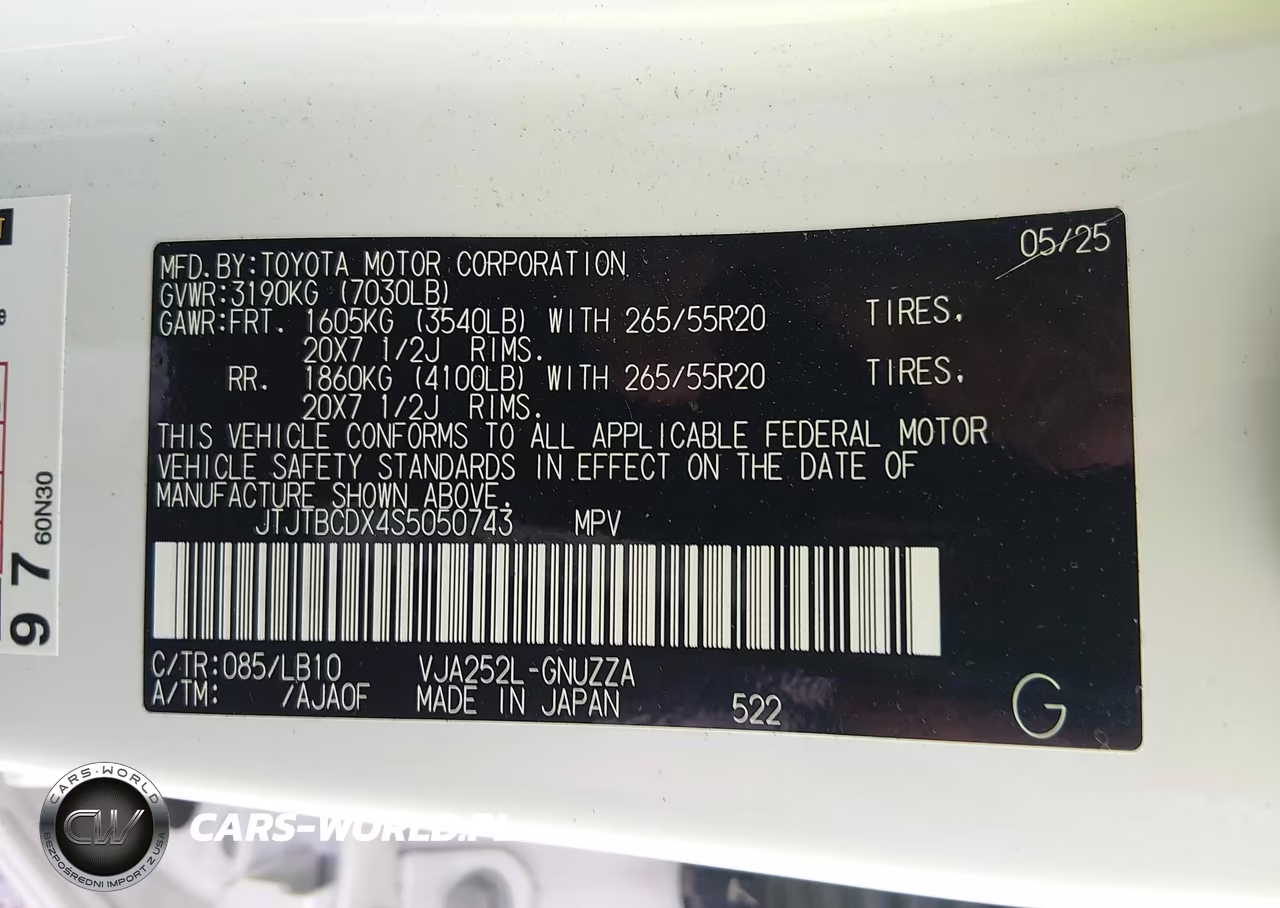 2025 Lexus Gx 550 Premium VIN:JTJTBCDX4S5050743 - 9