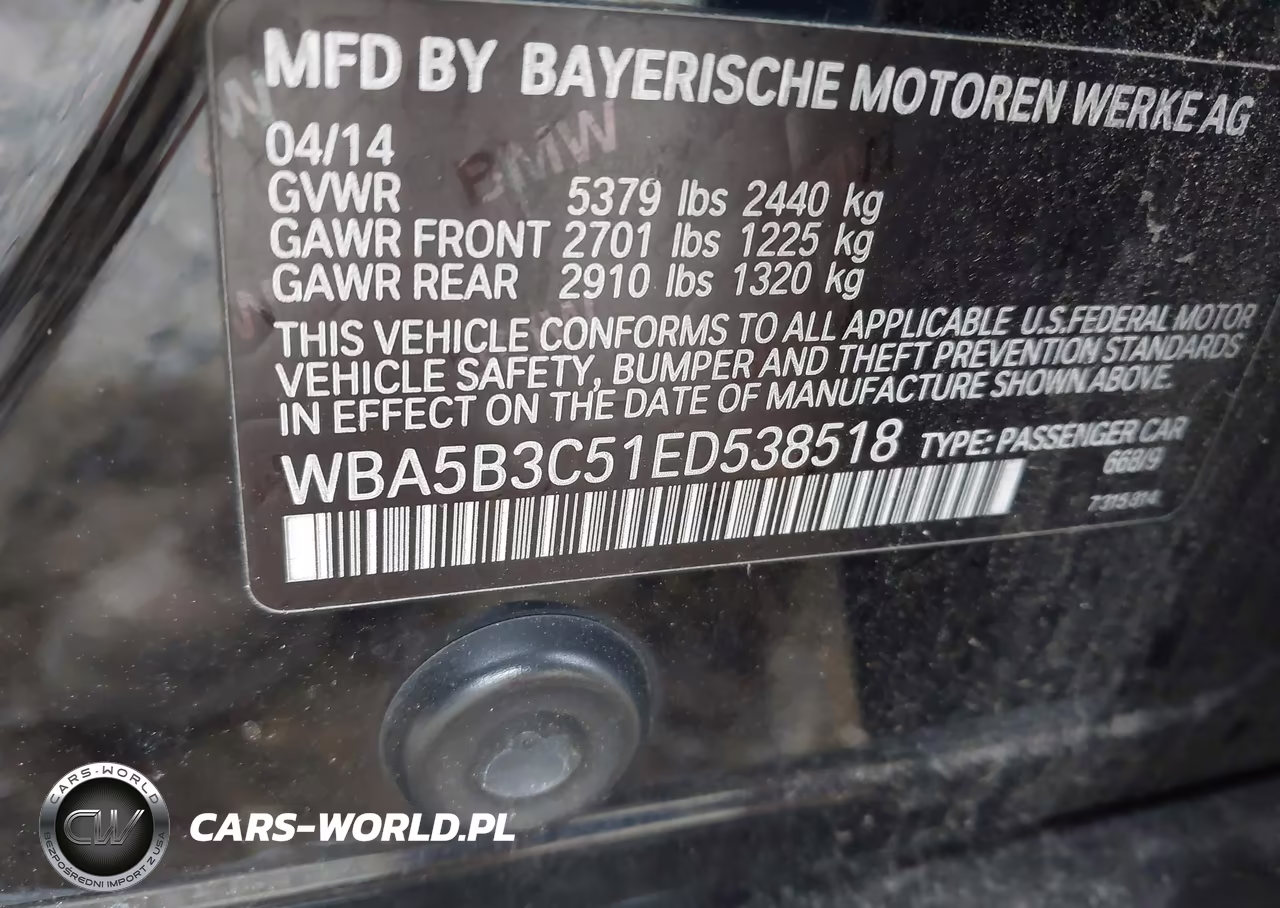 2014 BMW 535I xDrive VIN:WBA5B3C51ED538518 - 9