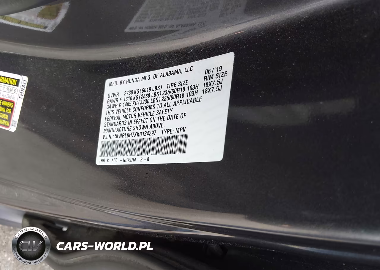 2019 Honda Odyssey Ex-L VIN:5FNRL6H7XKB124297 - 9