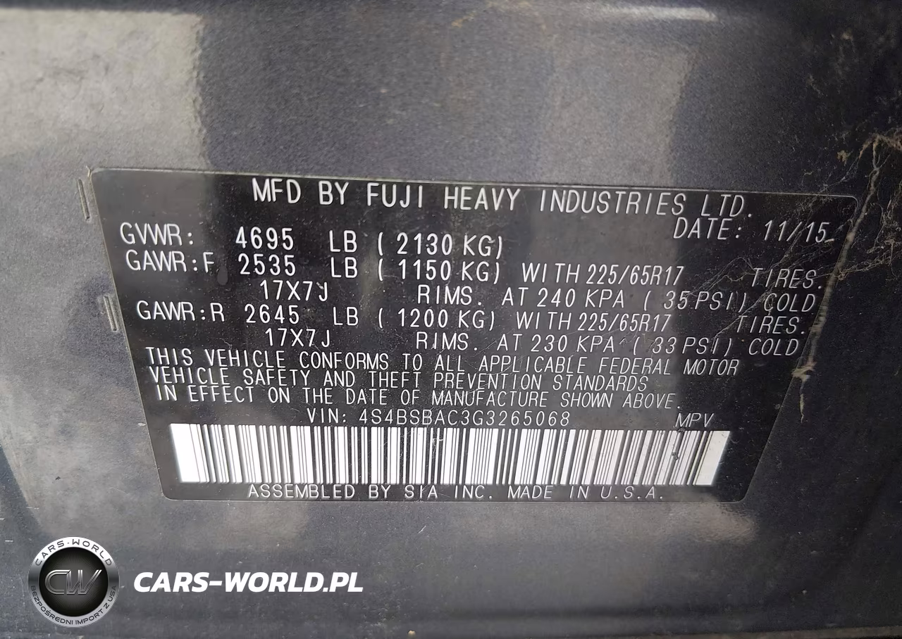 2016 Subaru Outback 2.5I VIN:4S4BSBAC3G3265068 - 9