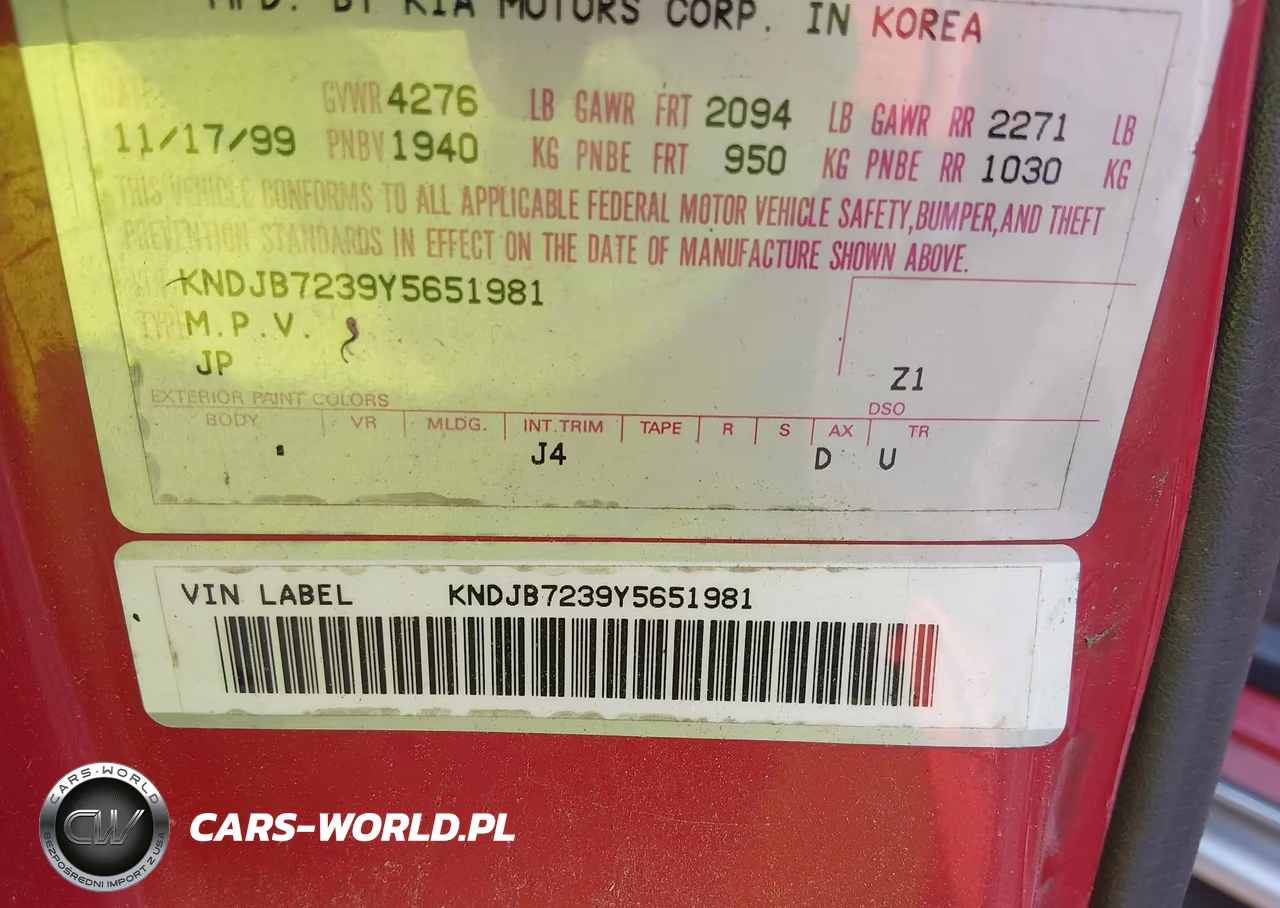 2000 Kia Sportage Ex VIN:KNDJB7239Y5651981 - 9