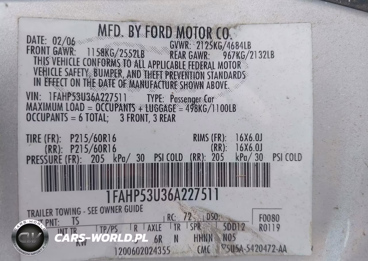 2006 Ford Taurus Se VIN:1FAHP53U36A227511 - 9