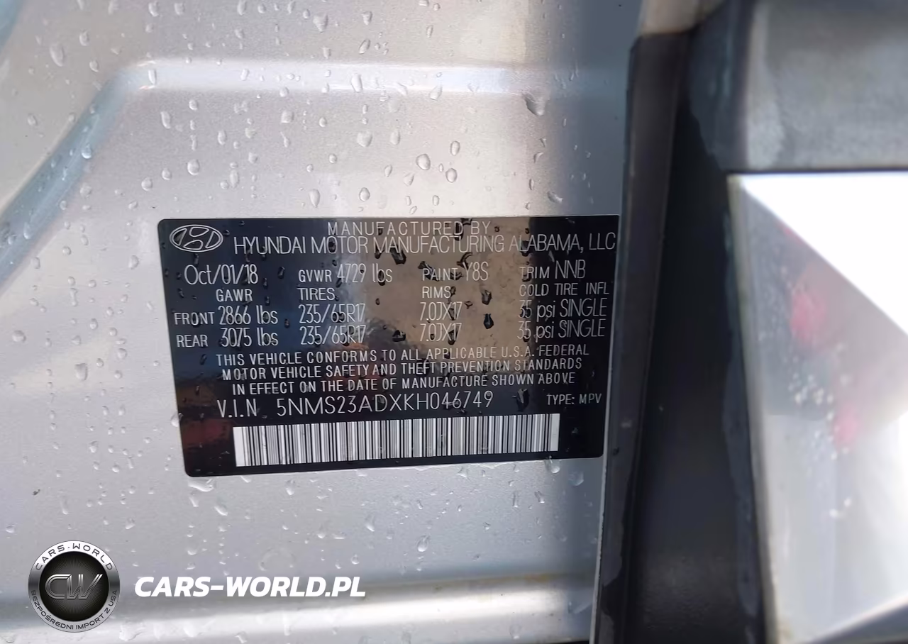 2019 Hyundai Santa Fe Se VIN:5NMS23ADXKH046749 - 9