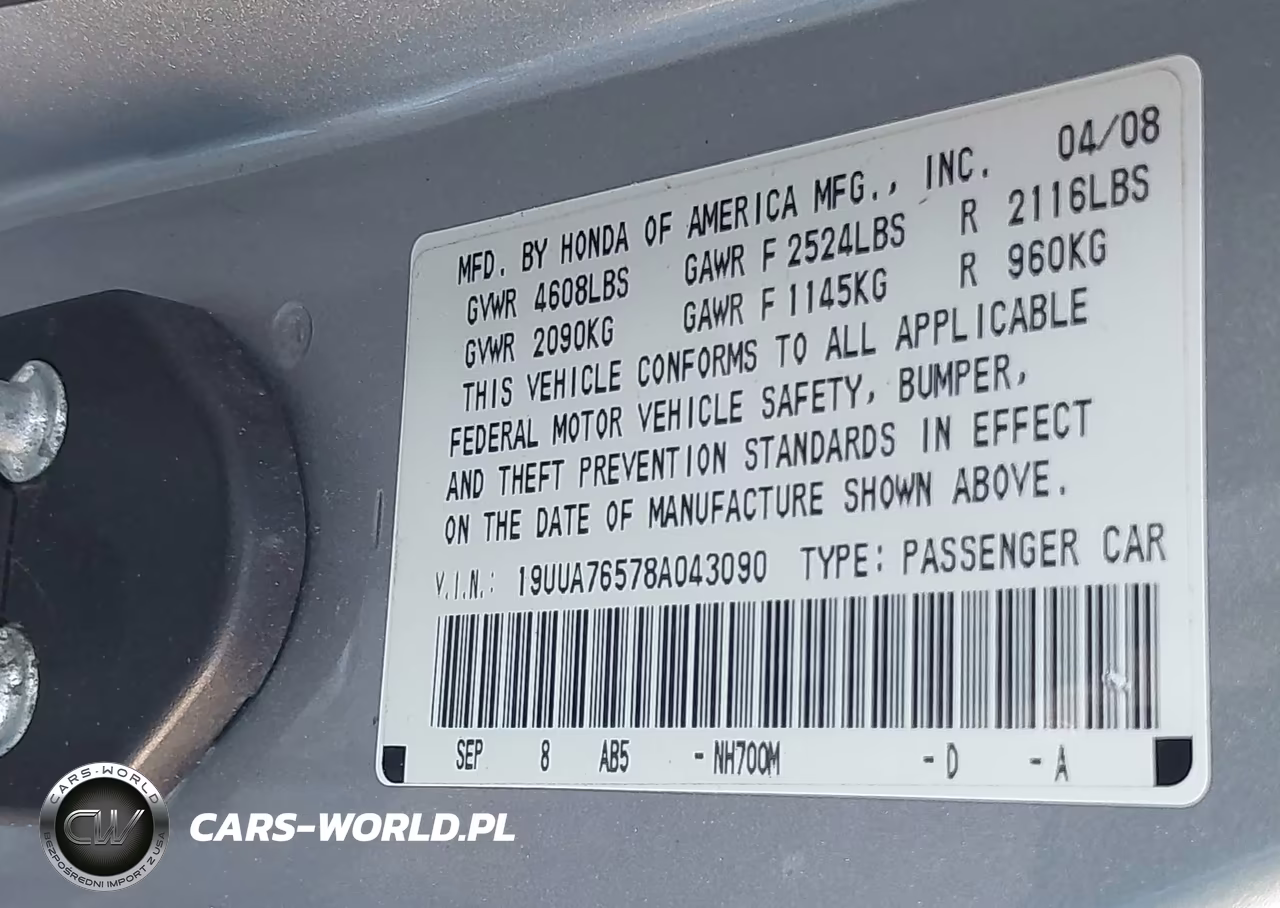 2008 Acura Tl Type S VIN:19UUA76578A043090 - 9