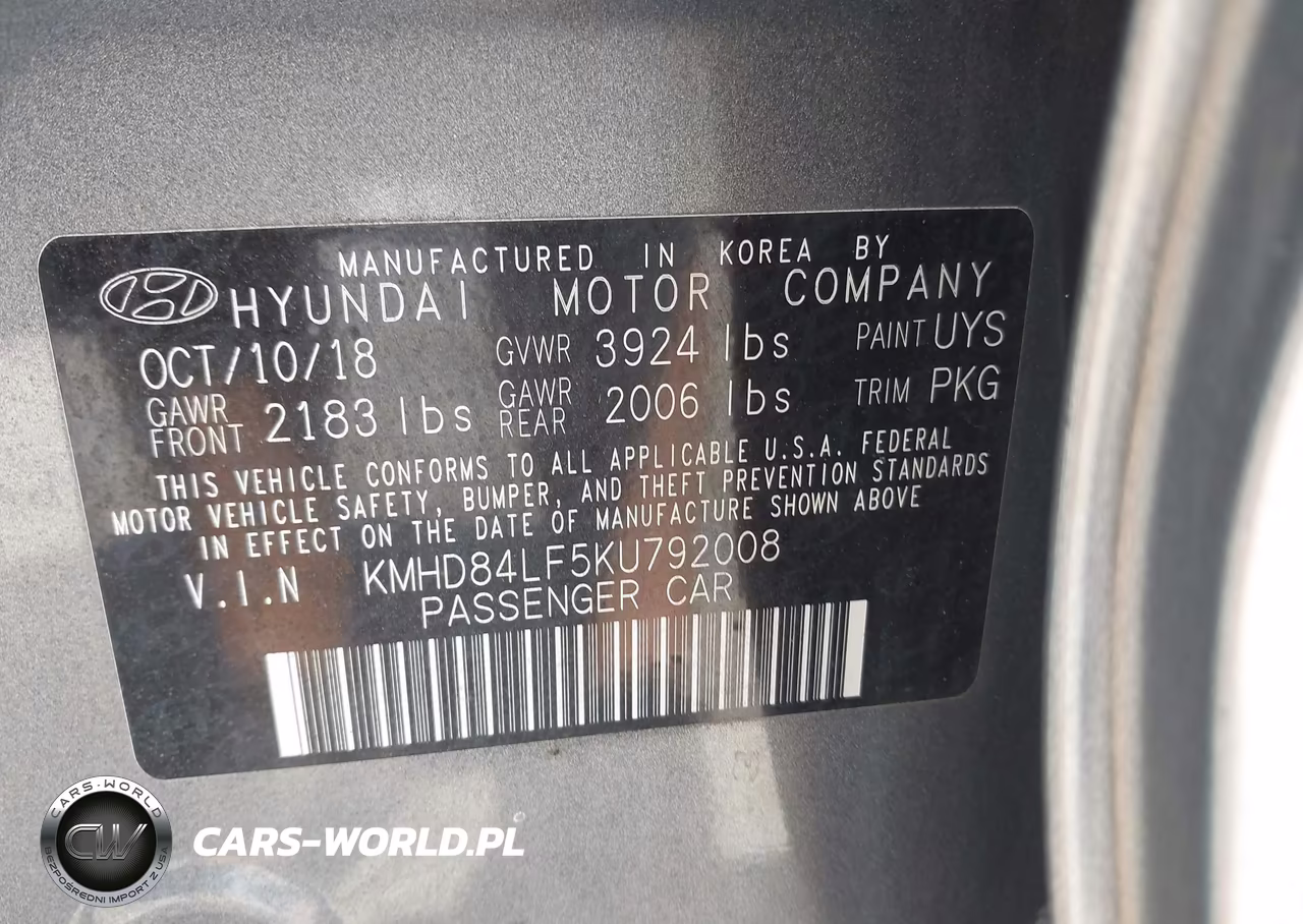 2019 Hyundai Elantra Sel VIN:KMHD84LF5KU792008 - 9