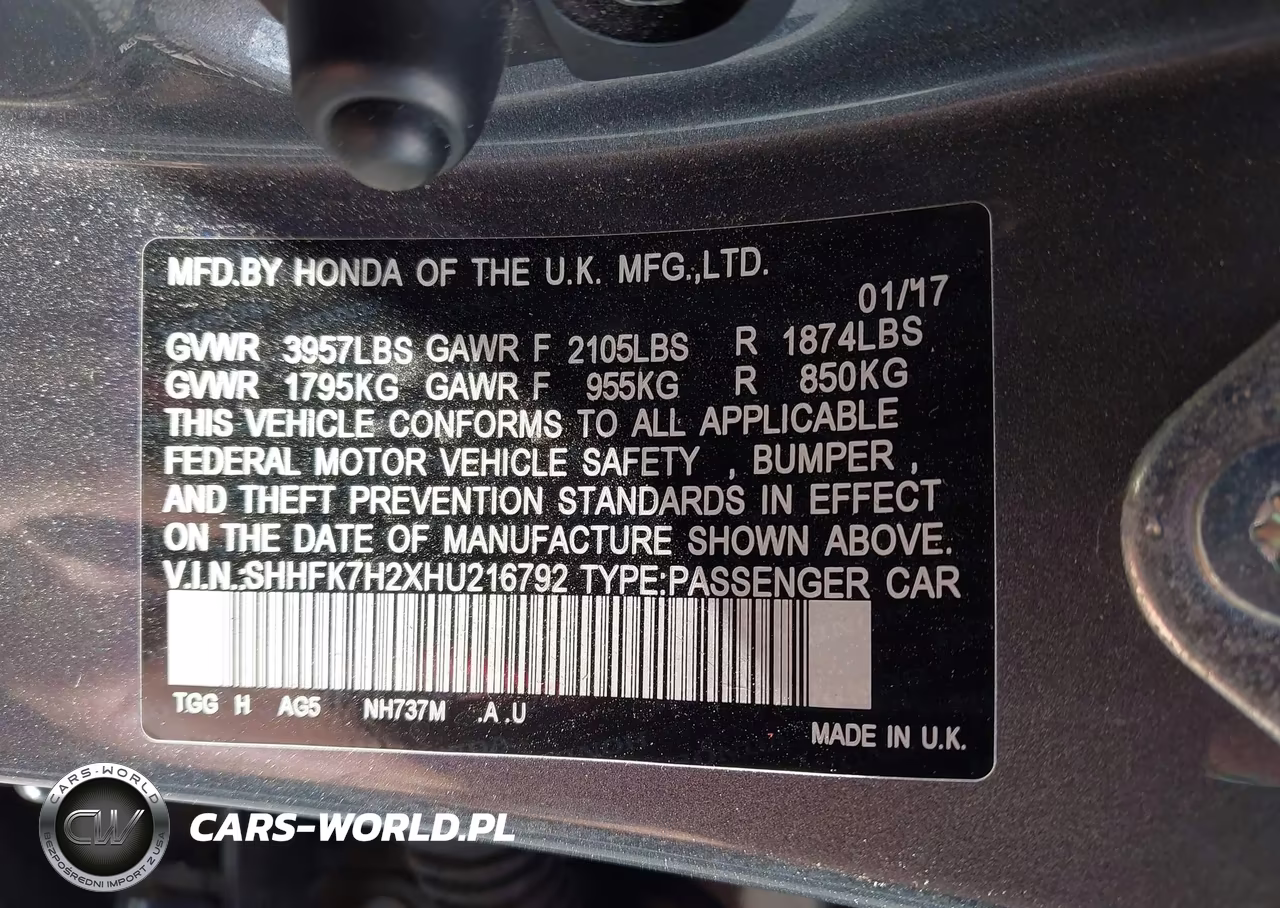 2017 Honda Civic Lx VIN:SHHFK7H2XHU216792 - 9