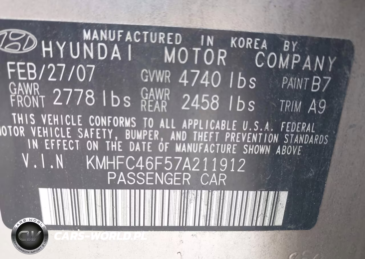 2007 Hyundai Azera Limited-Se VIN:KMHFC46F57A211912 - 9