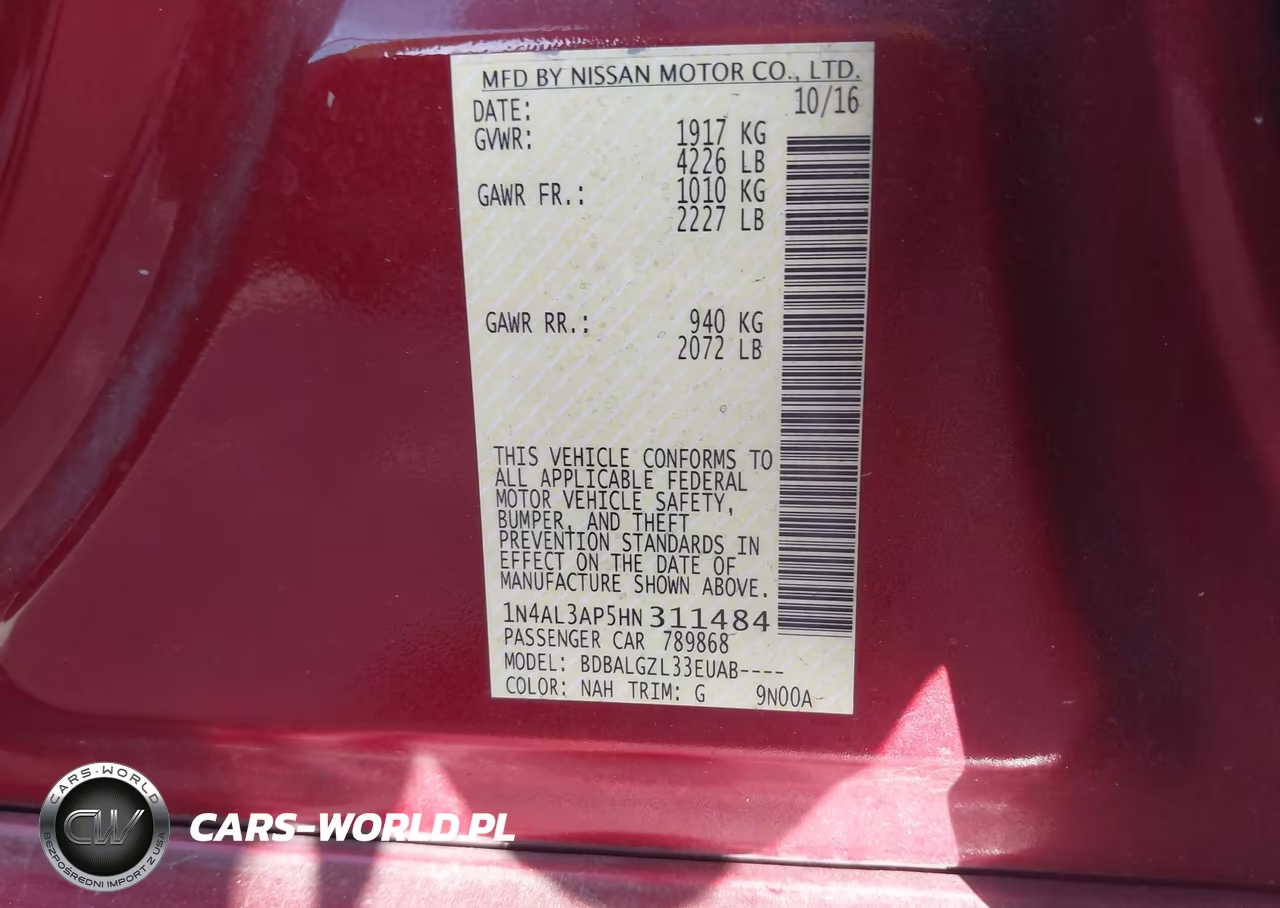 2017 Nissan Altima 2.5 S VIN:1N4AL3AP5HN311484 - 9