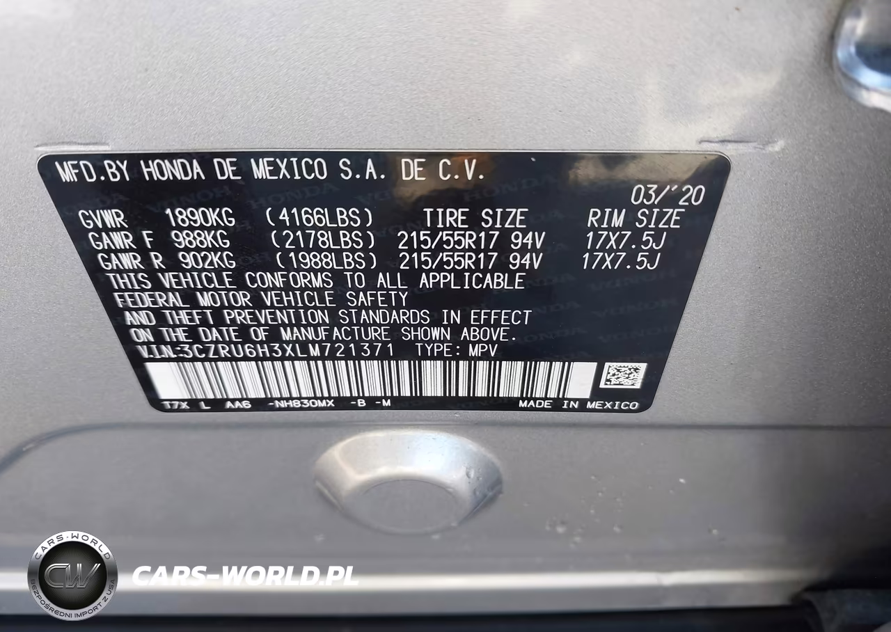 2020 Honda Hr-V Awd Lx VIN:3CZRU6H3XLM721371 - 9