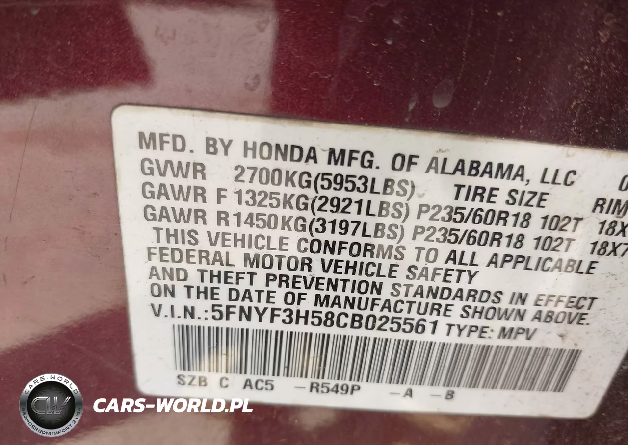 2012 Honda Pilot Ex-L VIN:5FNYF3H58CB025561 - 9