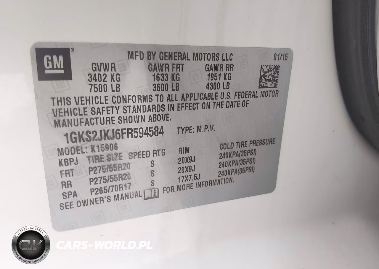 2015 GMC Yukon Xl 1500 Denali VIN:1GKS2JKJ6FR594584 - 9