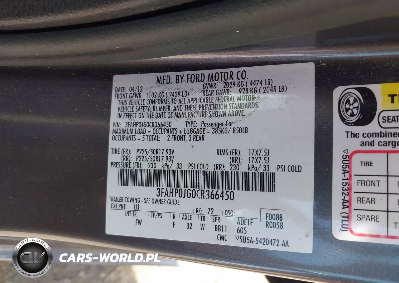 2012 Ford Fusion Sel VIN:3FAHP0JG0CR366450 - 9