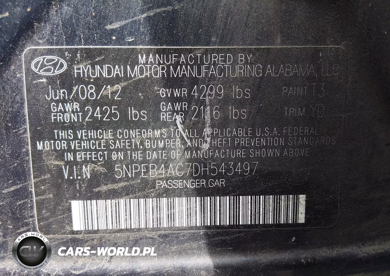 2013 Hyundai Sonata Gls VIN:5NPEB4AC7DH543497 - 9