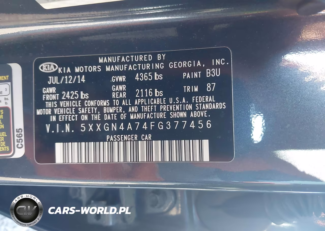 2015 Kia Optima Ex VIN:5XXGN4A74FG377456 - 9