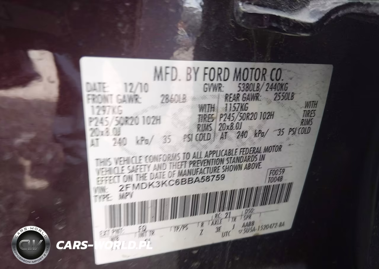 2011 Ford Edge Limited VIN:2FMDK3KC6BBA58759 - 9