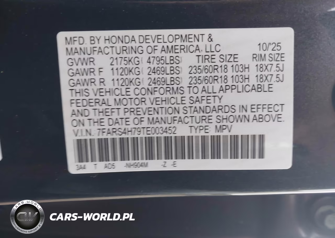 2026 Honda Cr-V Ex-L Awd VIN:7FARS4H79TE003452 - 9