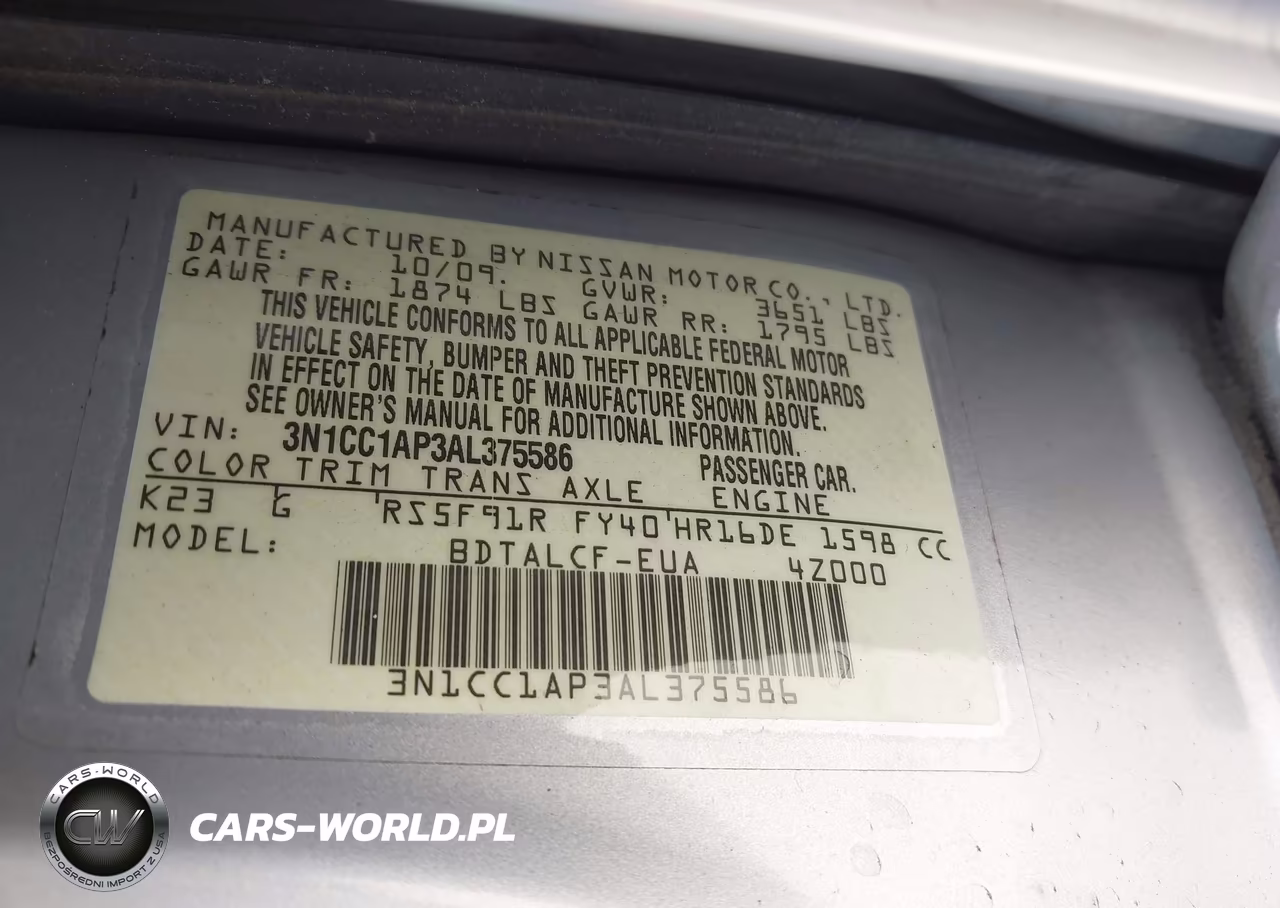 2010 Nissan Versa 1.6 VIN:3N1CC1AP3AL375586 - 9