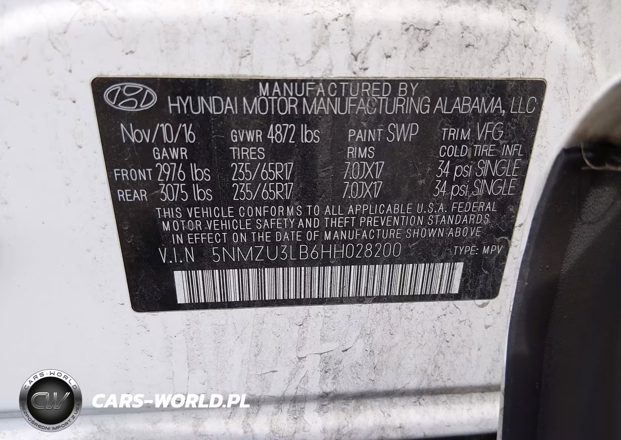2017 Hyundai Santa Fe Sport 2.4L VIN:5NMZU3LB6HH028200 - 9