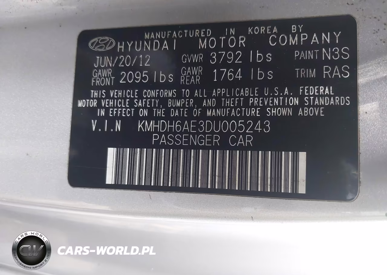 2013 Hyundai Elantra Gs VIN:KMHDH6AE3DU005243 - 9