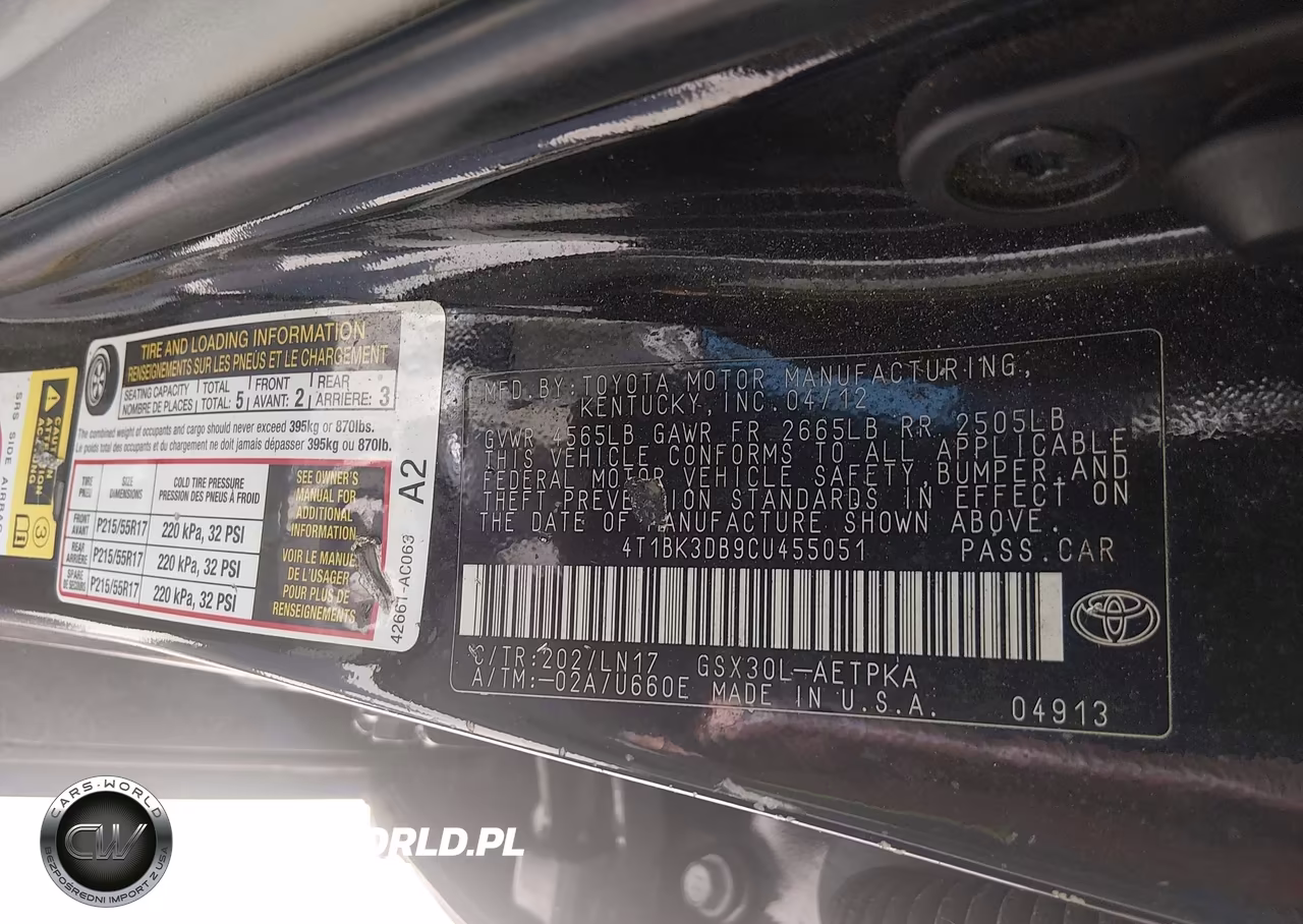 2012 Toyota Avalon Limited VIN:4T1BK3DB9CU455051 - 9