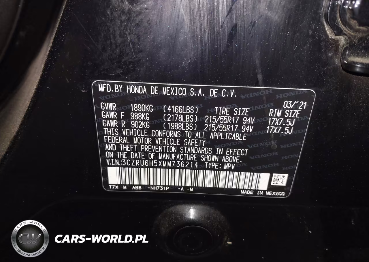 2021 Honda Hr-V Awd Ex VIN:3CZRU6H5XMM736214 - 9
