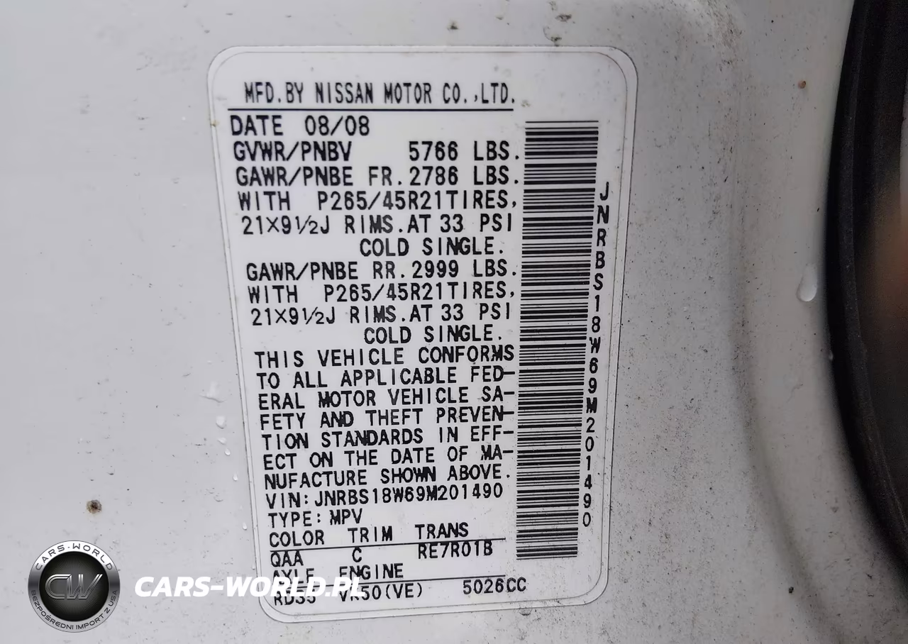 2009 Infiniti Fx50 VIN:JNRBS18W69M201490 - 9