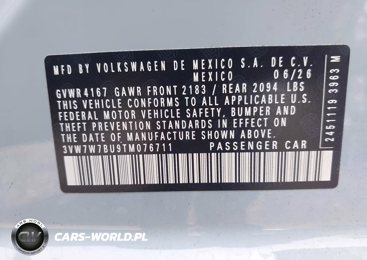 2026 Volkswagen Jetta Se VIN:3VW7W7BU9TM076711 - 9