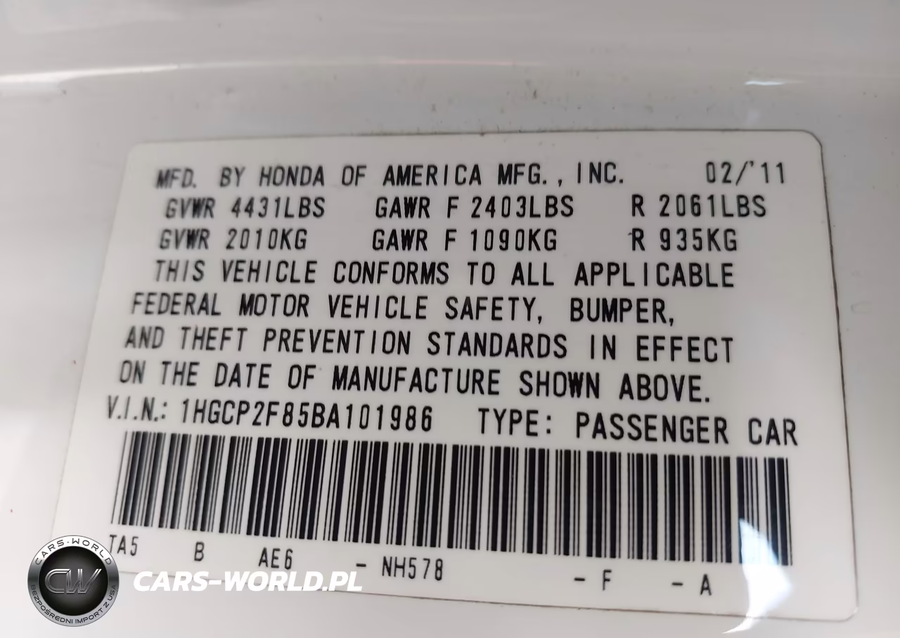 2011 Honda Accord 2.4 Ex-L VIN:1HGCP2F85BA101986 - 9