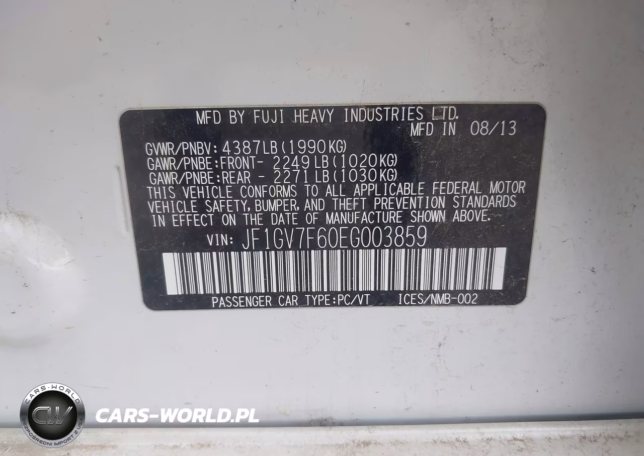 2014 Subaru Impreza Wrx Limited VIN:JF1GV7F60EG003859 - 9