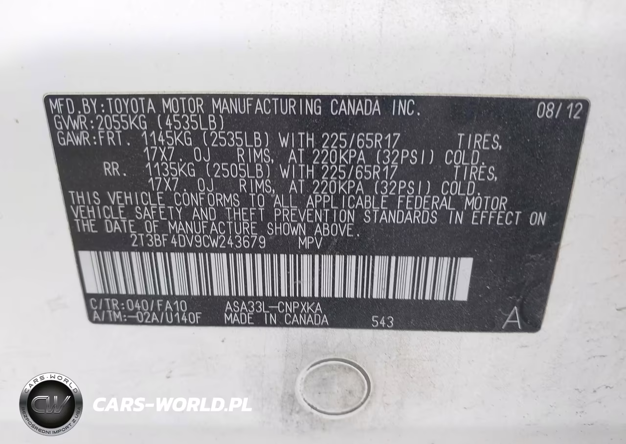2012 Toyota Rav4 VIN:2T3BF4DV9CW243679 - 9