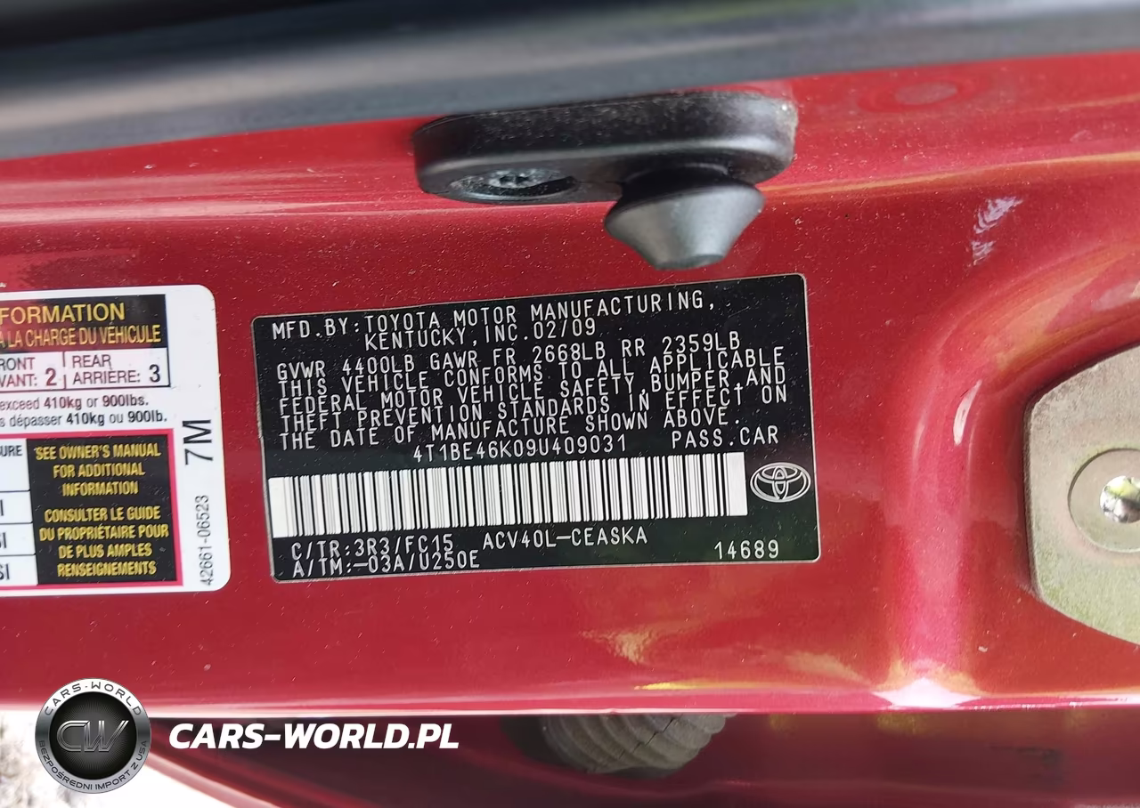 2009 Toyota Camry Se VIN:4T1BE46K09U409031 - 9