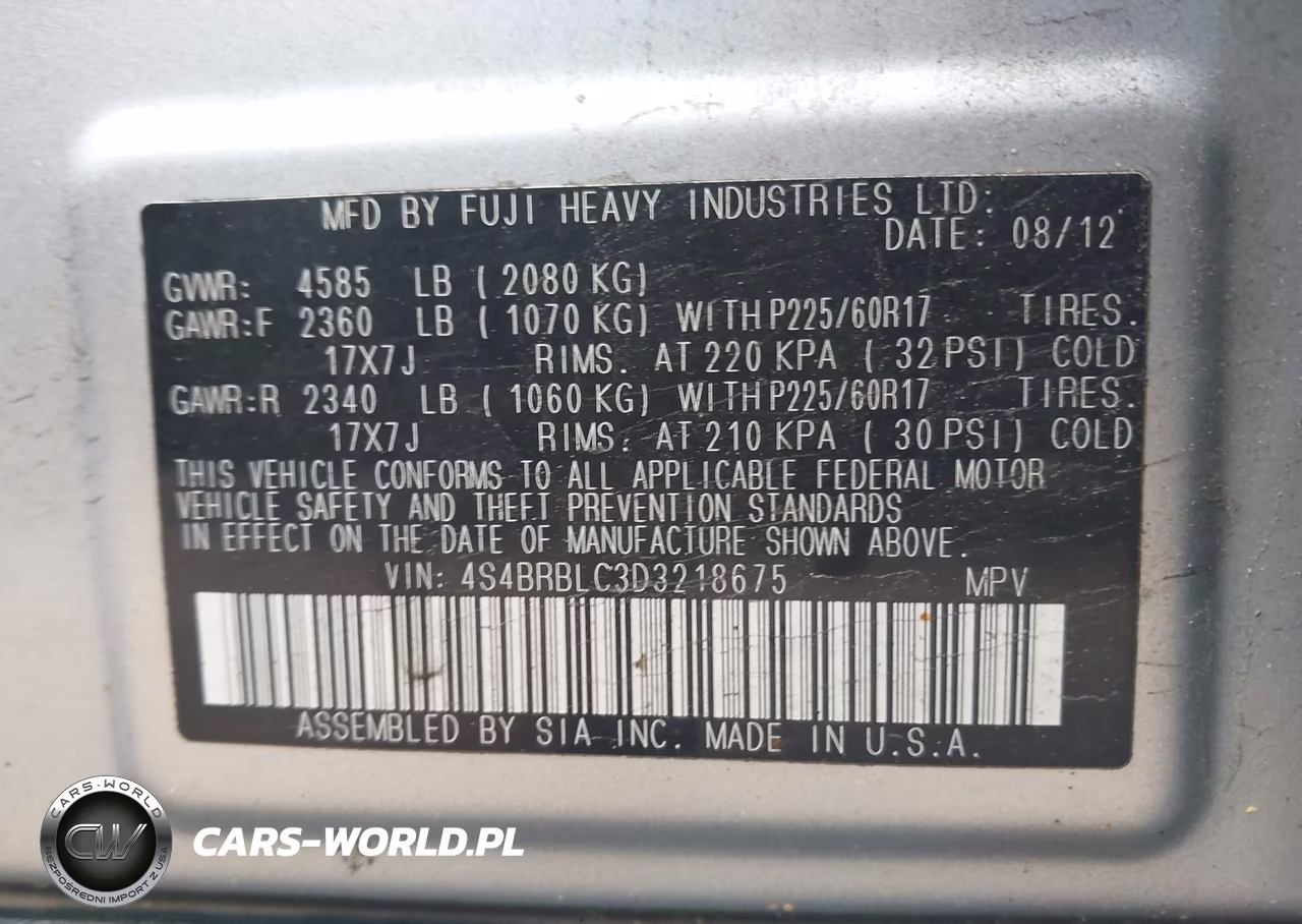 2013 Subaru Outback 2.5I Limited VIN:4S4BRBLC3D3218675 - 9