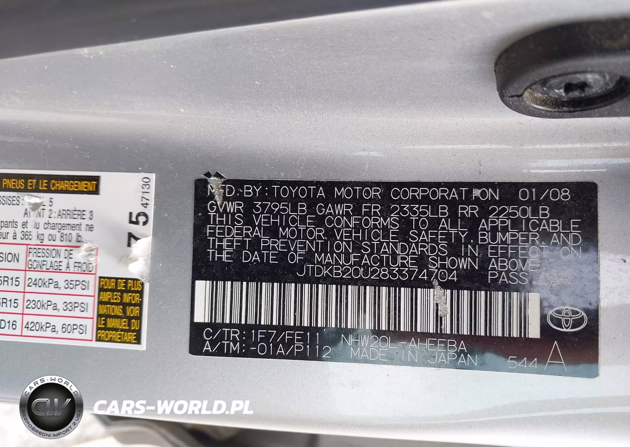 2008 Toyota Prius VIN:JTDKB20U283374704 - 9