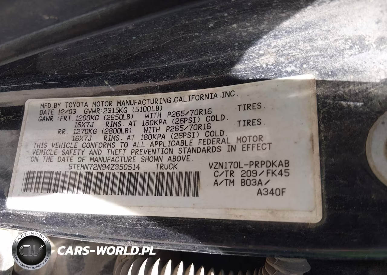 2004 Toyota Tacoma Base V6 VIN:5TEHN72N94Z350514 - 9