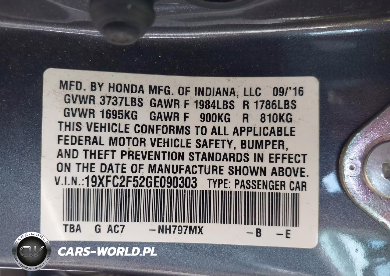 2016 Honda Civic Lx VIN:19XFC2F52GE090303 - 9