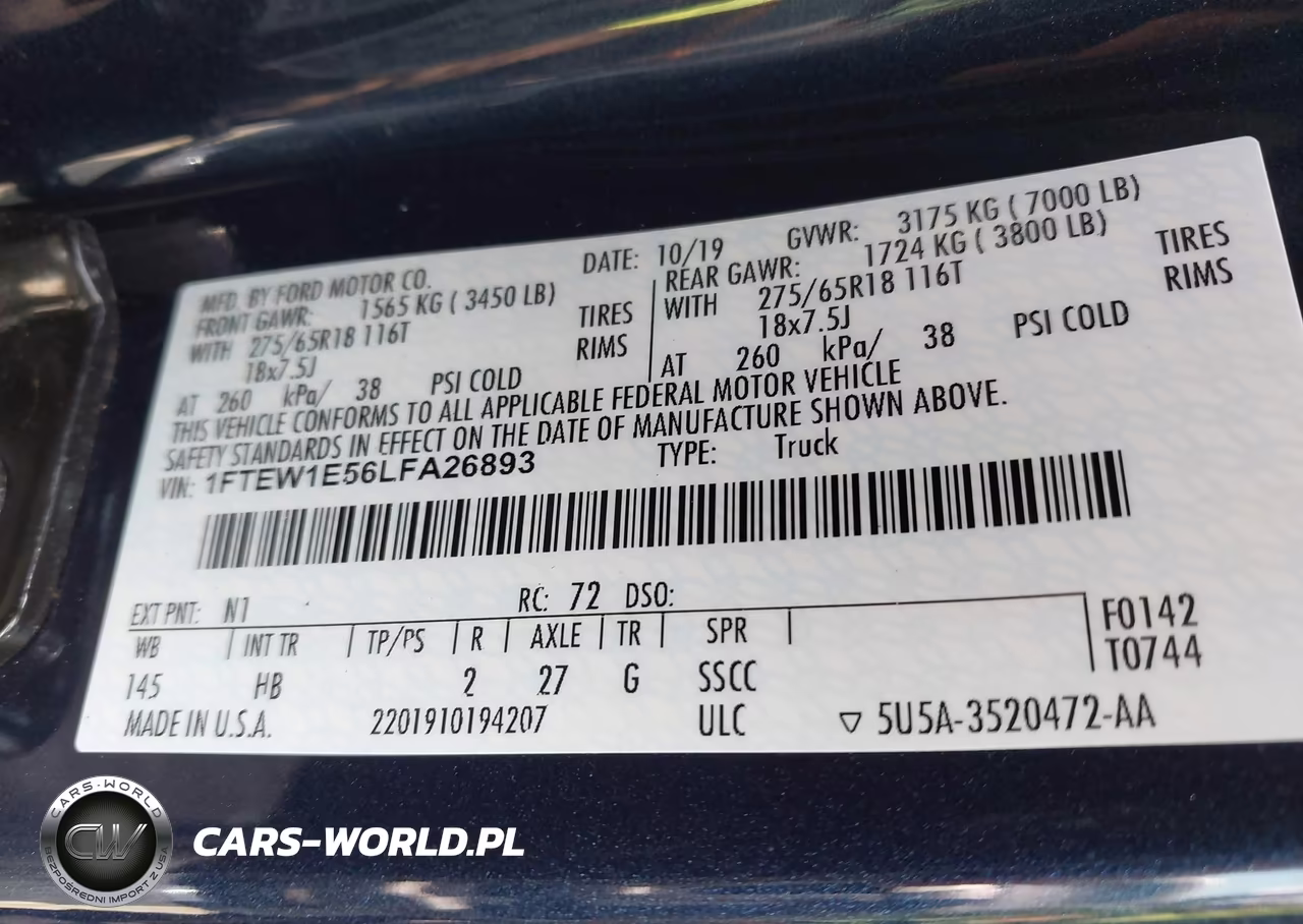 2020 Ford F-150 Lariat VIN:1FTEW1E56LFA26893 - 9
