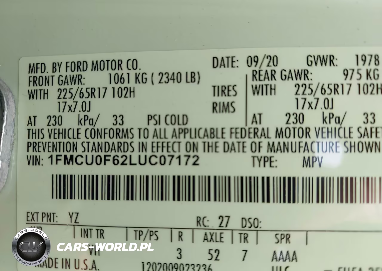 2020 Ford Escape S VIN:1FMCU0F62LUC07172 - 9