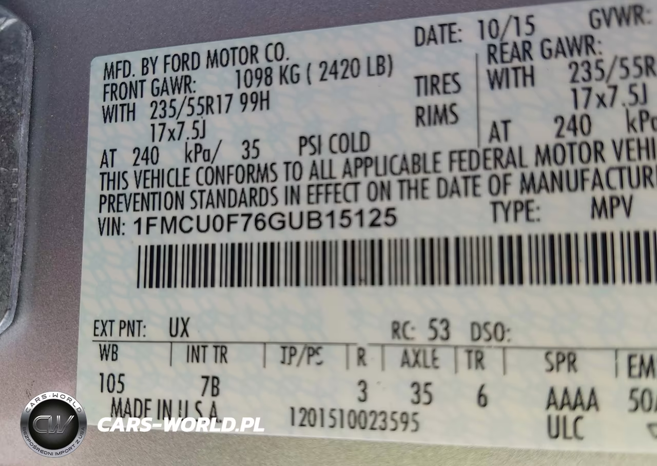 2016 Ford Escape S VIN:1FMCU0F76GUB15125 - 9