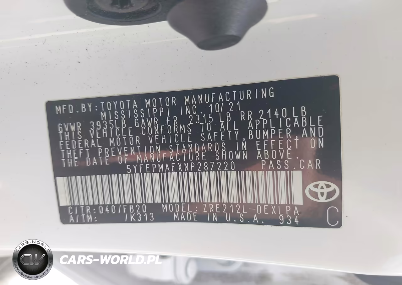 2022 Toyota Corolla Le VIN:5YFEPMAEXNP287220 - 9