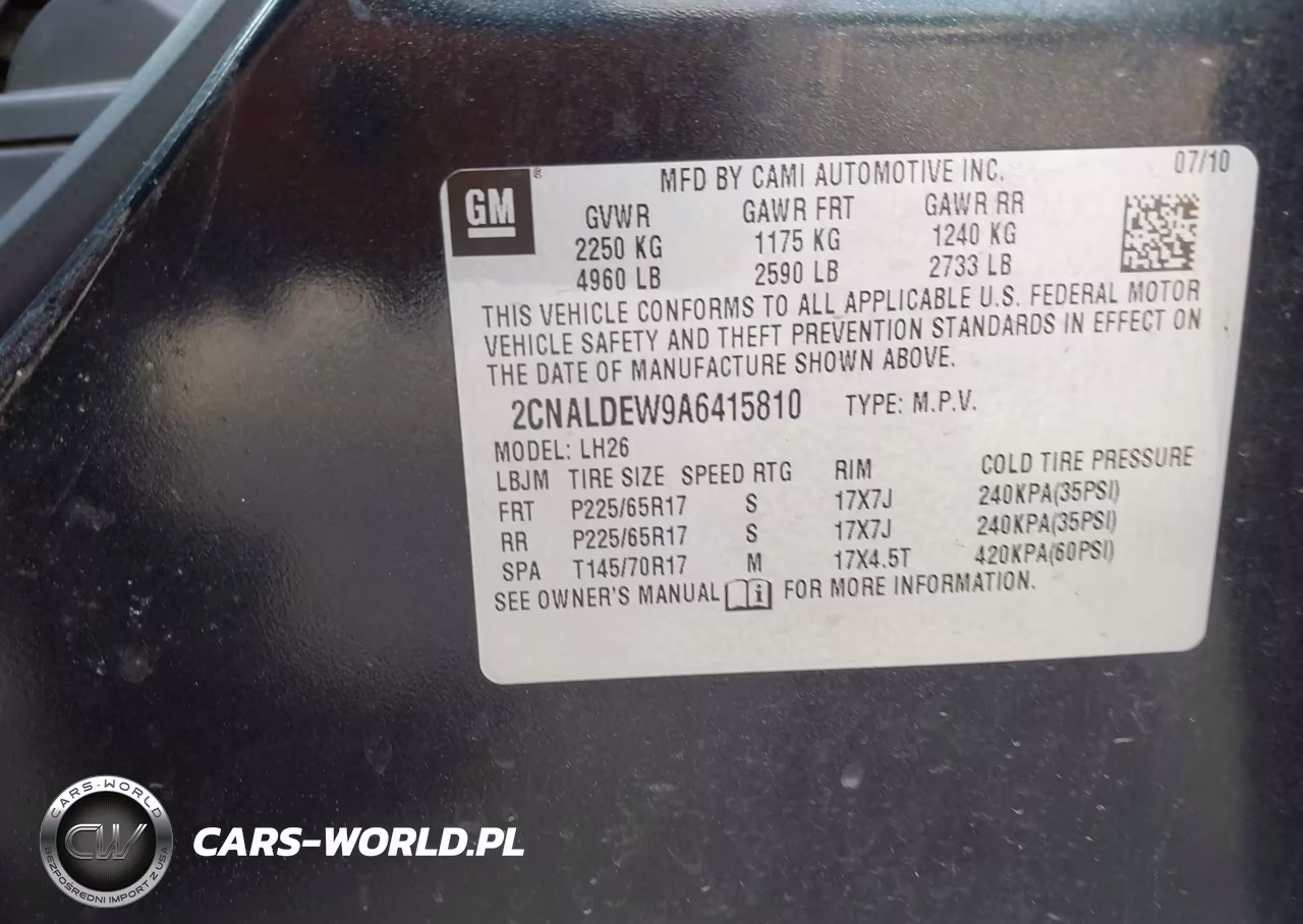 2010 Chevrolet Equinox Lt VIN:2CNALDEW9A6415810 - 9