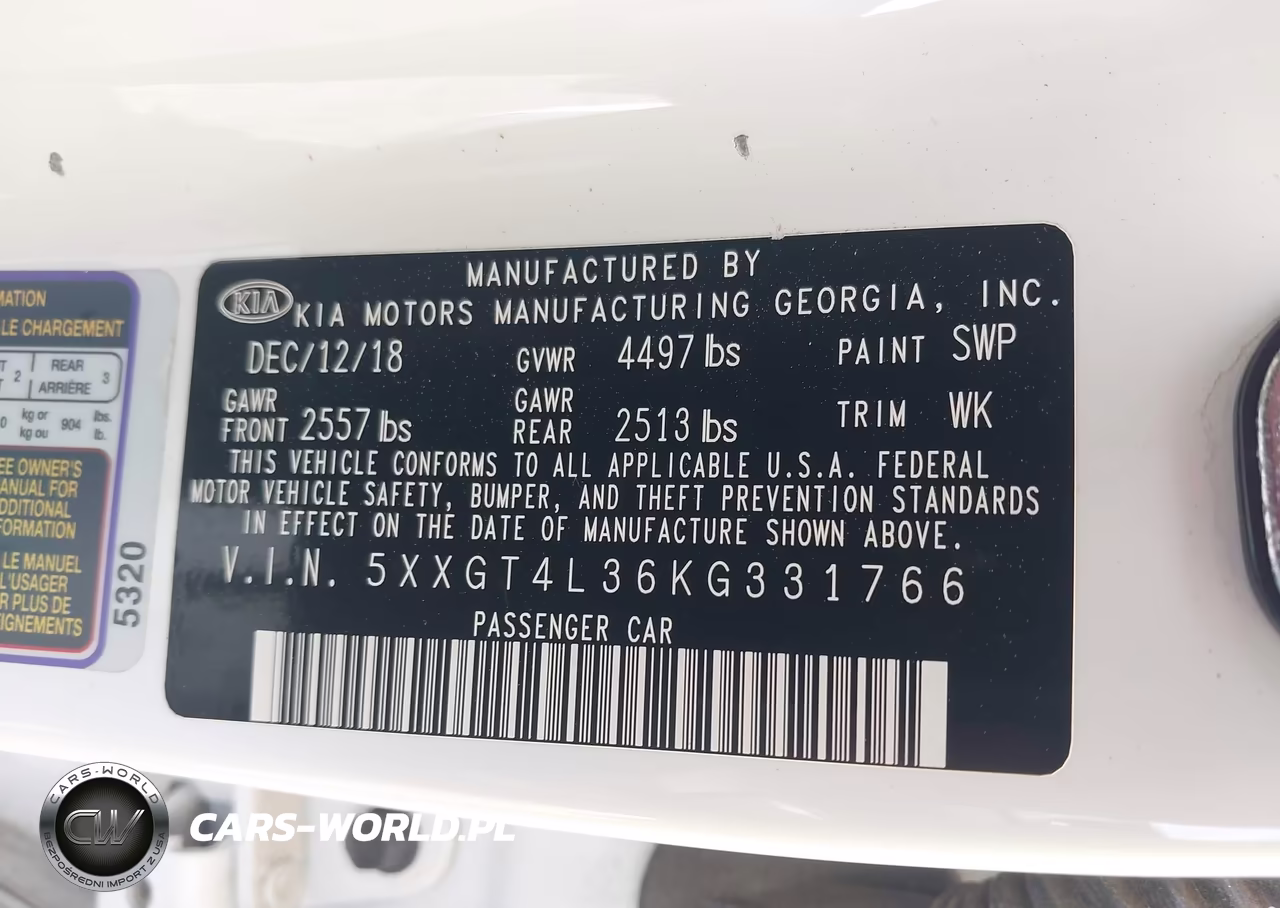 2019 Kia Optima S VIN:5XXGT4L36KG331766 - 9